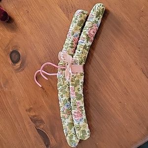Decorative Pair of Floral Linen Clothes Hangers